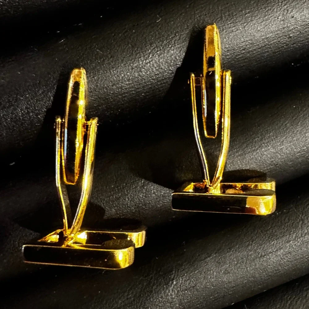 Vintage Gold Tone Cufflinks Musical Eighth Note Music Song Band Jazz Tux Classic